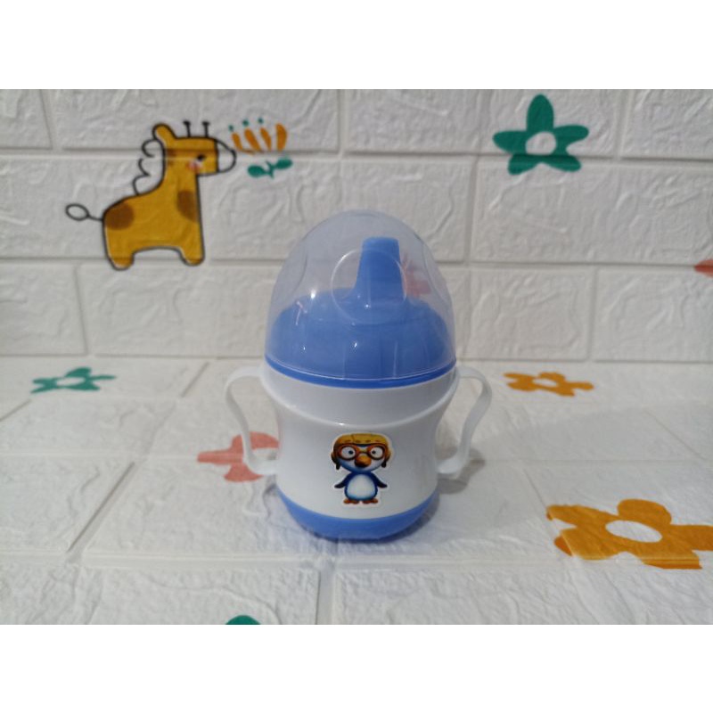 Baby Cup + tutup karakter anak/cangkir kecil/mug plastik anak/mug anti tumpah baby pinguin