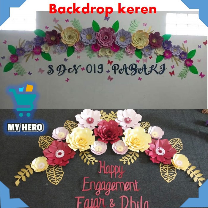 dekorasi hiasan dinding paper flower backdrop pesta pernikahan ulang tahun nikahan lamaran tunangan