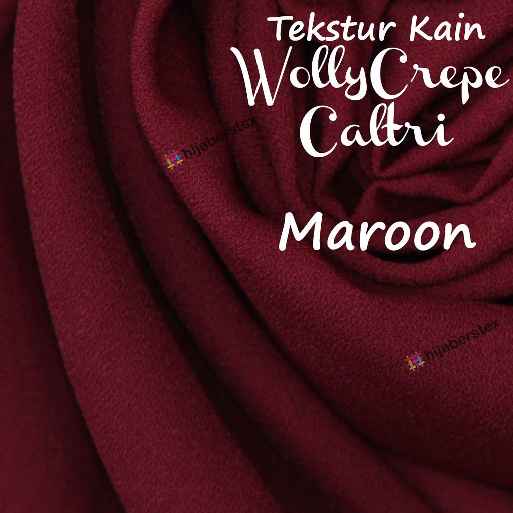 Hijaberstex 1 2 Meter Kain Wollycrepe Caltri Maroon Shopee Indonesia