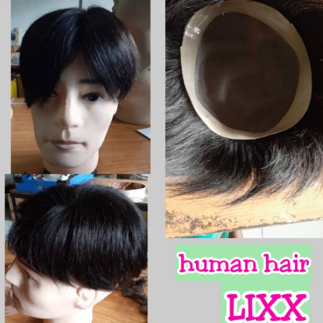 Toupee pria human hair/botak besar full