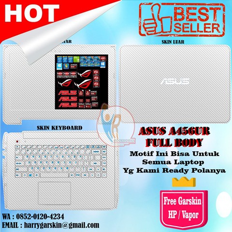 Original Garskin Laptop Full Body Asus A456U Motif White Carbon Free 1 Garskin HP