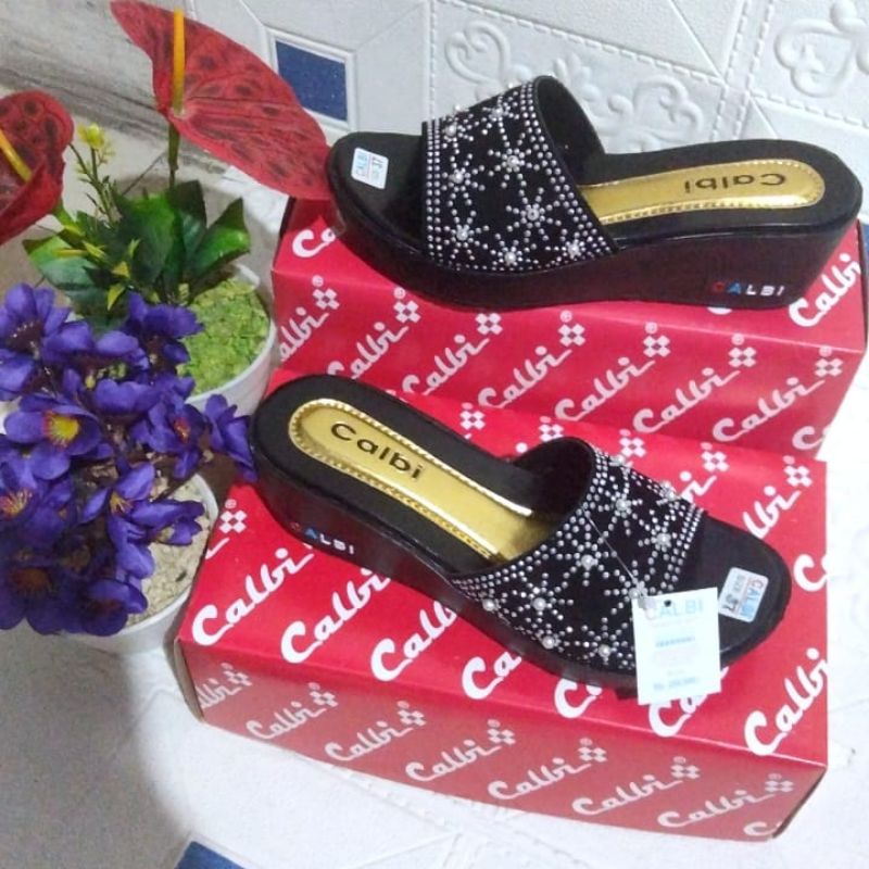 sandal cewek wedges calbi hak 5cm-Mutiara wedges