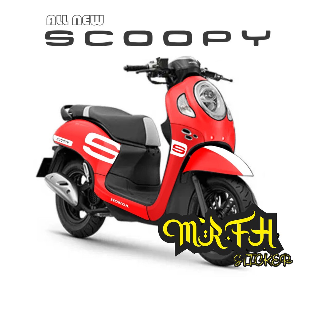 Decal Sticker Scoopy full body New Fi Baru 2021 PRESTIGE merah simpel