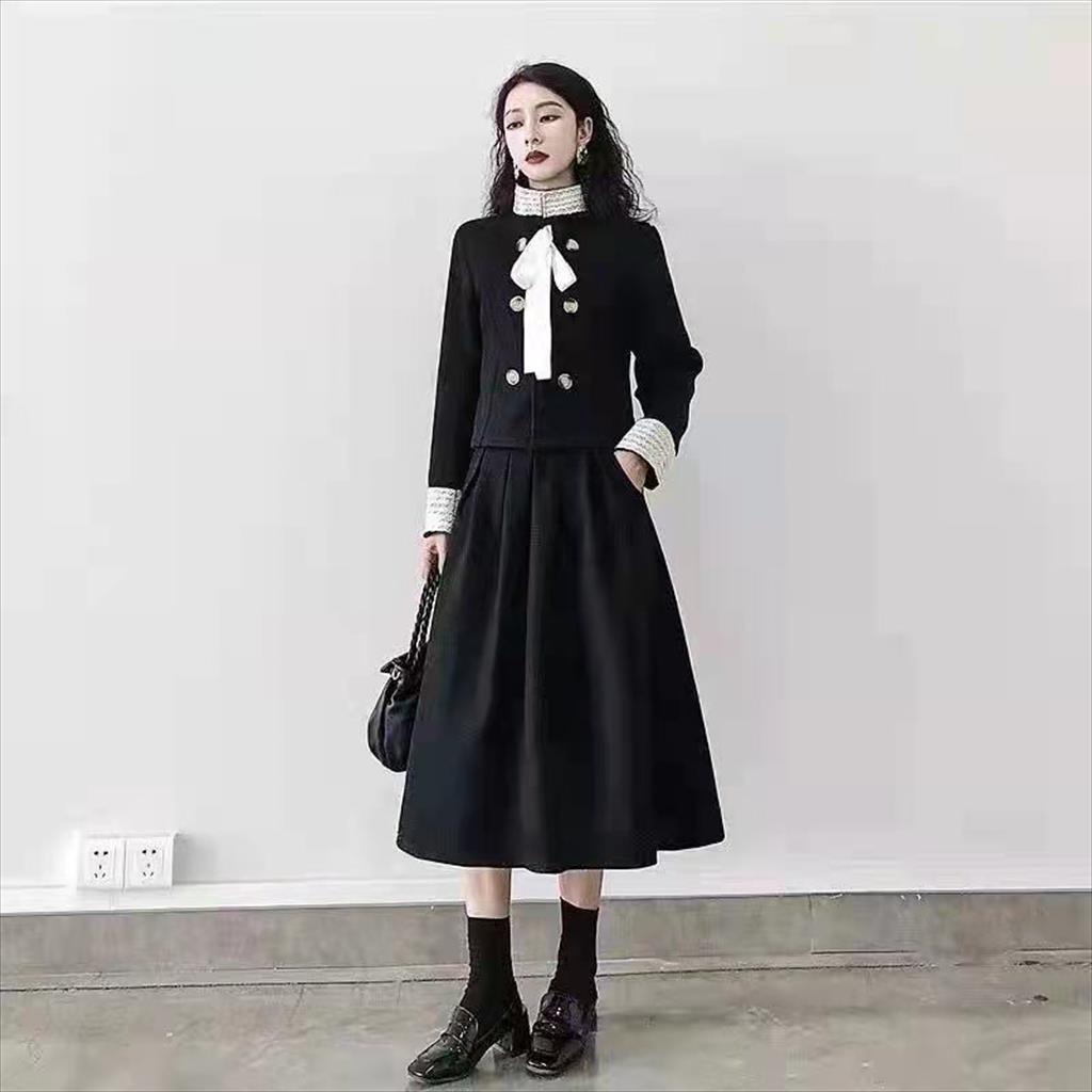 TER HITZZ ONE SET BLACK SOSIALITA WOMAN/ SETELAN BLOUSE HIGHNECK N MIDI SKIRTS FS Bangkok