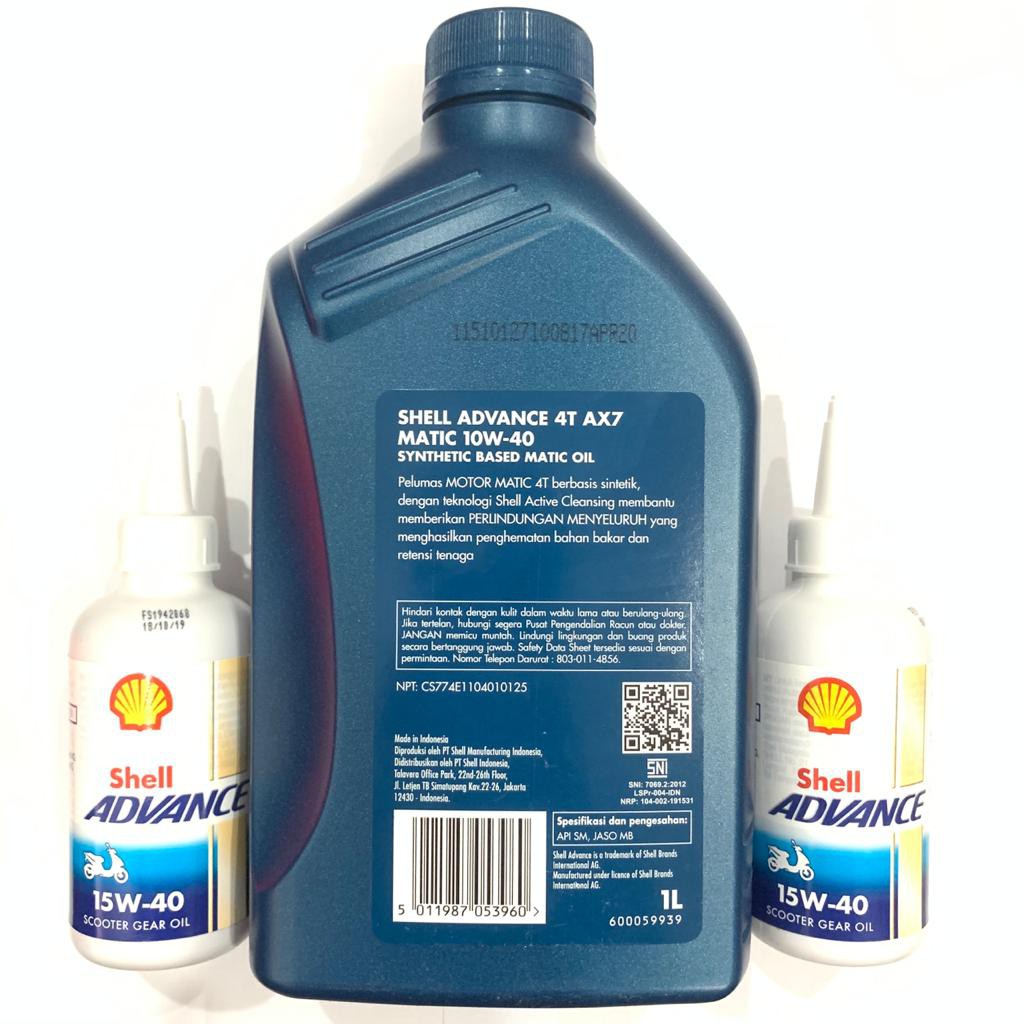 PAKET OLI SHELL AX7 MATIC 1 LITER DAN 2 GARDAN PCX 2018 VARIO 150 NMAX