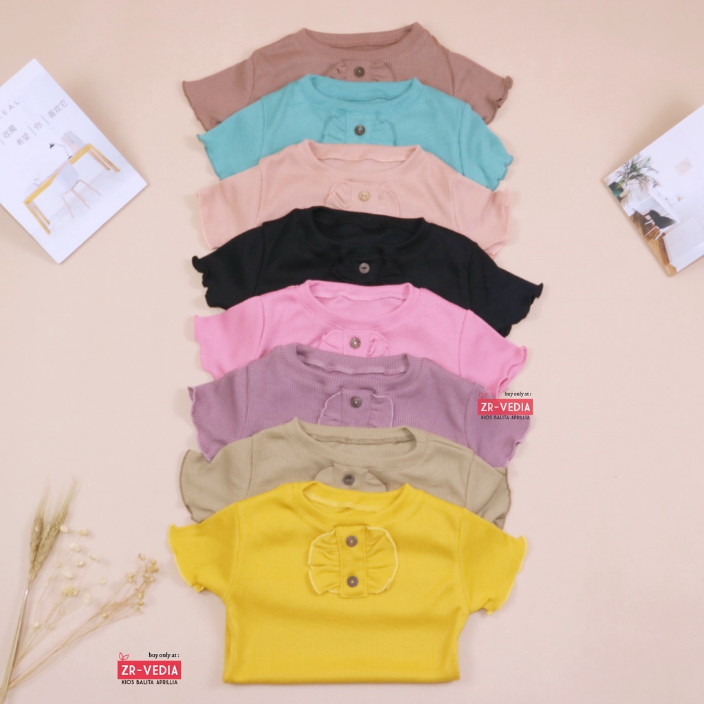 Alesha Knit Wear uk 2-5 Years / Kaos Anak Bahan Cotton Rib Tebal Stretch Atasan Balita 2-5 Tahun Blouse Polos Perempuan