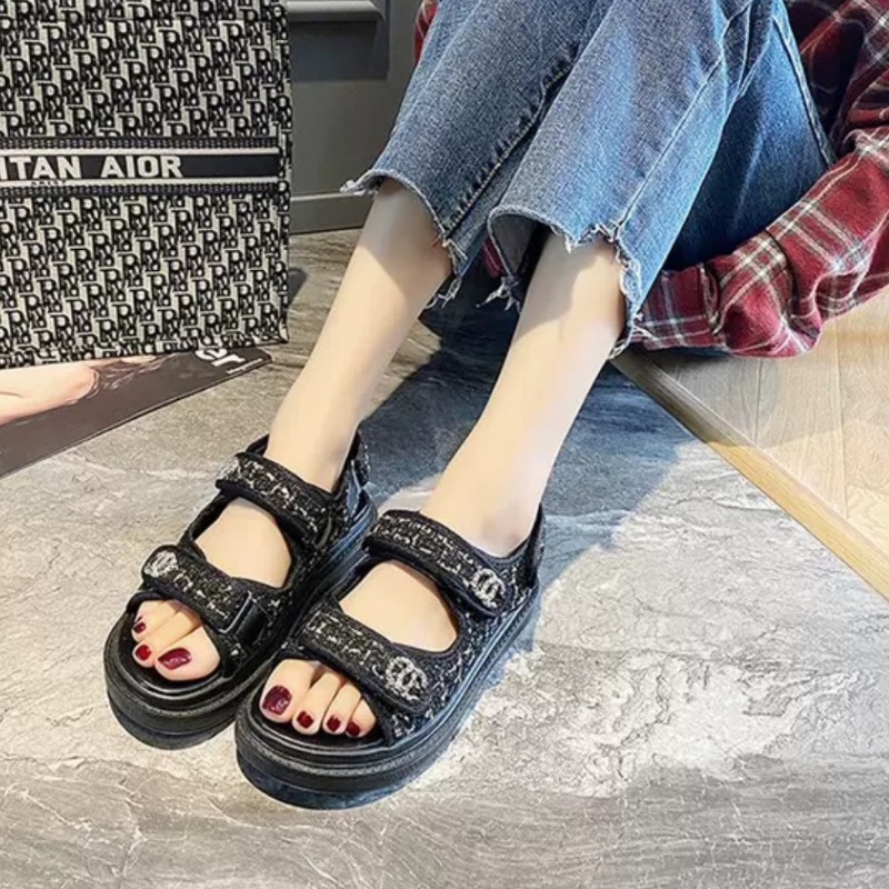 [✅BISA COD] Sandal Wanita Import Cmesh Tali Belakang VIRAL 212121