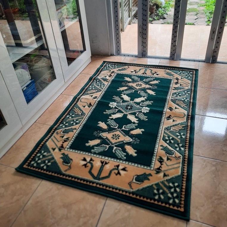 KARPET MIRZAE 100 X 150 MZ08 GREEN Karpet Lantai Hijau, Permadani Bulu Tebal-2