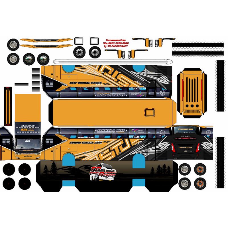Lembaran Pola PaperCraft Bus STJ Balboa XHD Skala 1:50