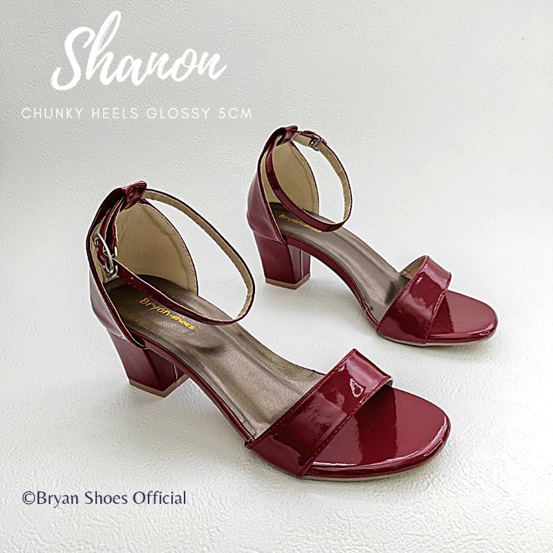 Bryan Shanon Glossy Chunky Heels Tahu 5cm 9cm Kilap 36-40 41 42 43 Oversize  Jumbo Bigsize Nyaman Puutih Abu Merah