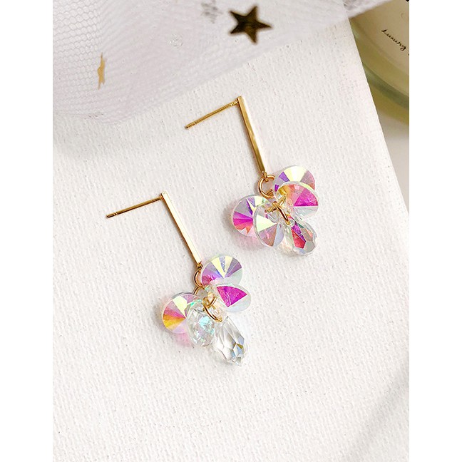 LRC Anting Tusuk Fashion Color Round Shape Beads Decorated F0309X