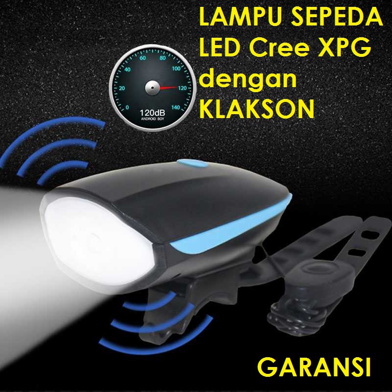 Lampu Sepeda LED USB dengan Klakson- TaffLED- LAMPU CHARGE-RECHARGEABLE-ANTI AIR-WATERPROOF-USB