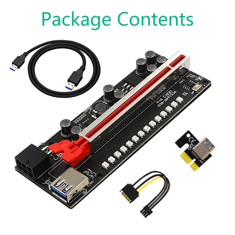 Btsg VER12 Pro PCI-E Riser Untuk Express Riser Adapter 1X to16X Dengan LED RGB Graphics C