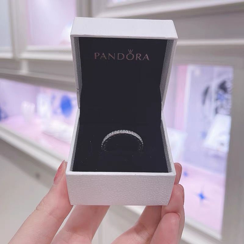 Pandora Cincin 925 Silver Hias Berlian 14K Rose Gold Untuk Wanita