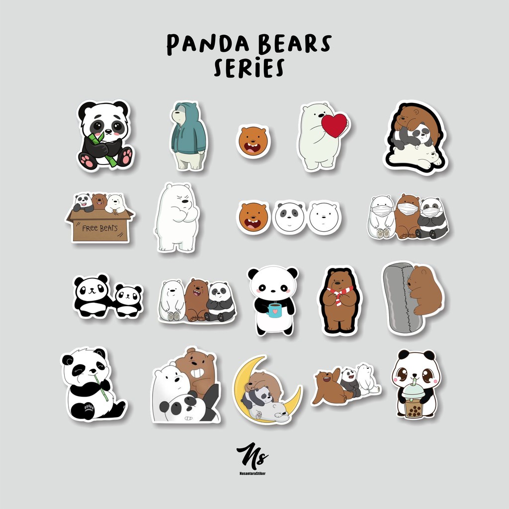 

STIKER PACKAGE PANDA SERIES STICKER AESTHETIC SKIN CASE HANDPHONE SKIN LAPTOP TUMBLR BUJO
