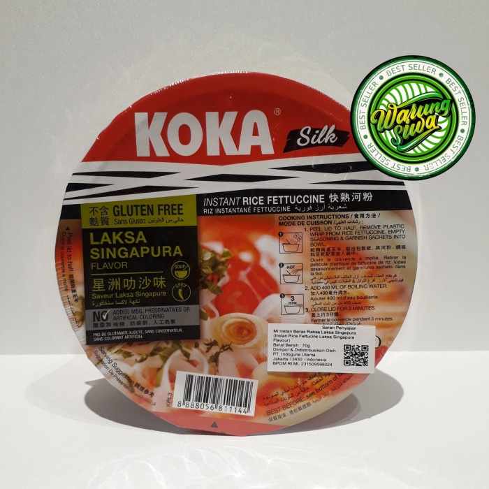 

mie koka no msg bowl laksa singapure flavor 90 gram