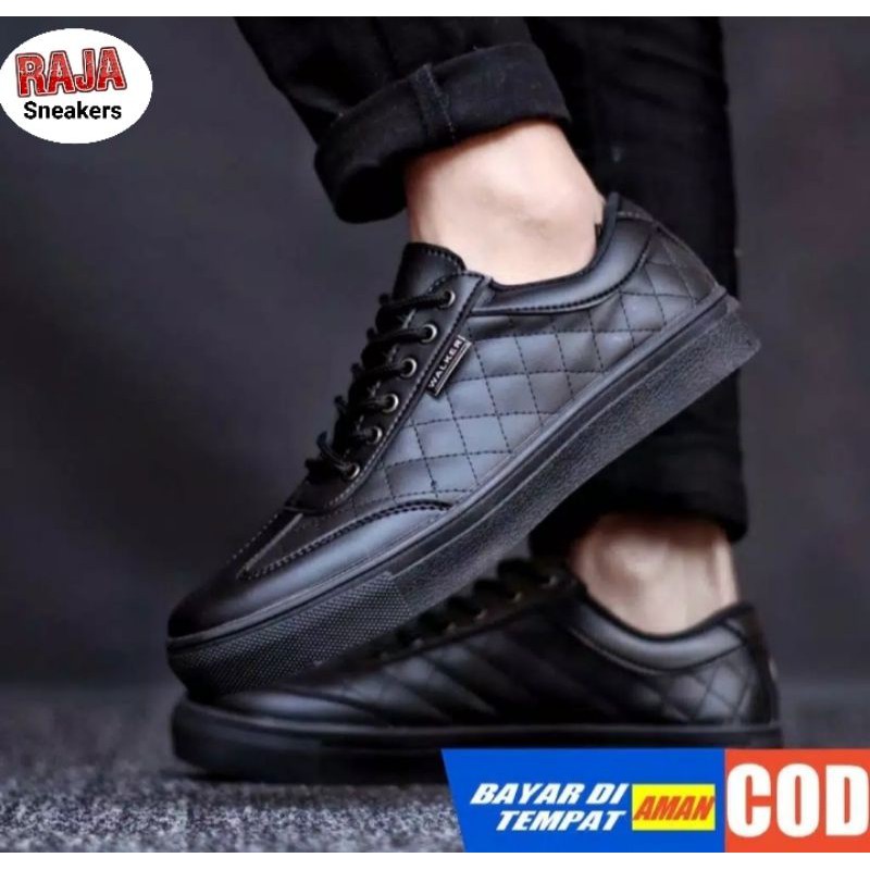 (COD) ABRHM X PEDRO Sepatu Casual Pria Sneakers Kasual Polos Ori Pria Cowok kulit faux ori FULLBLACK