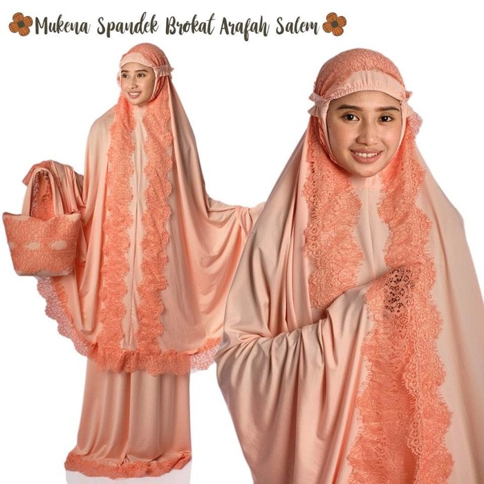 MUKENA TELEKUNG DEWASA SPANDEK SUTRA JERSEY BRUKAT ARAFAH ABU GOLD MAROON BW SALEM PINK TOSCA
