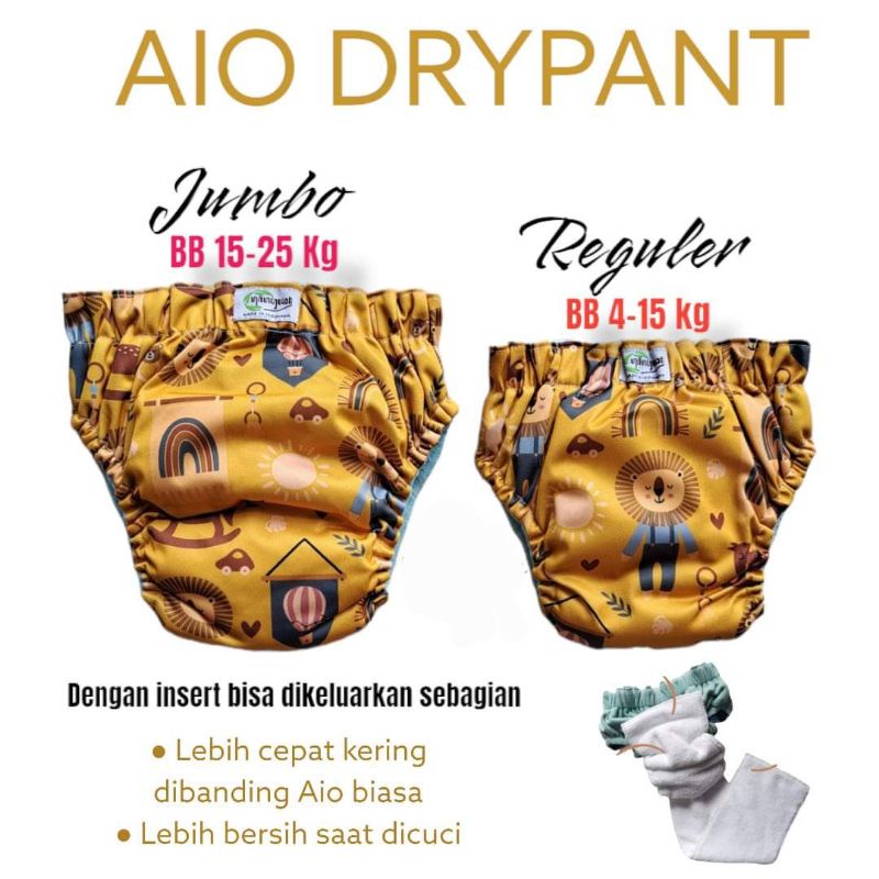 Clodi Ningrat Drypant Reg & Jumbo, Popok kain tipe celana yg insert bisa dilepas BB 5-25kg