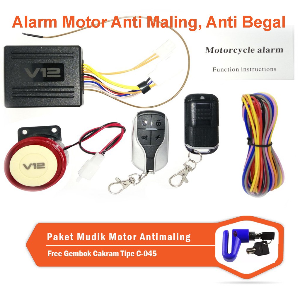 Alarm Motor Antimaling - Alarm Motor Remote Lengkap Free Kunci Cakram Motor