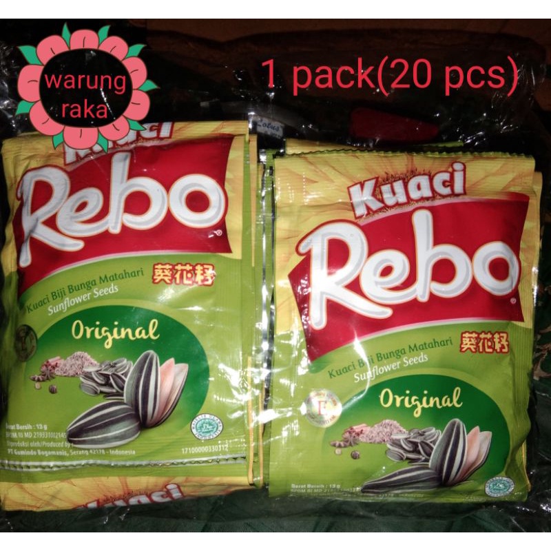 

kuaci rebo,original,(1 pack isi 20 pcsX13gram)