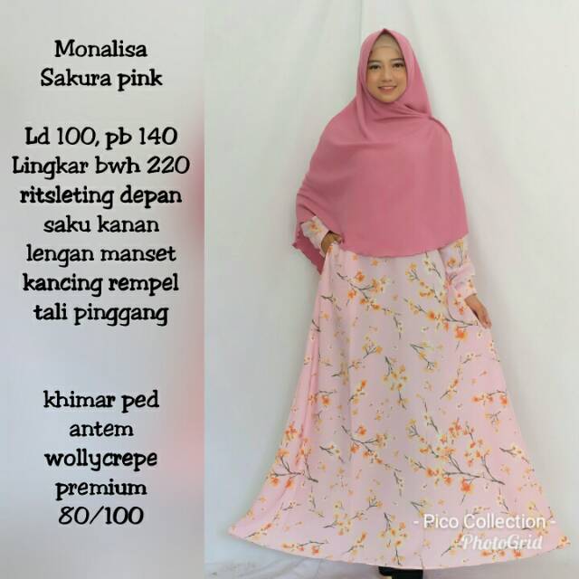 NEW Release Set Gamis Monalisa Motif Khimar wollycrepe premium