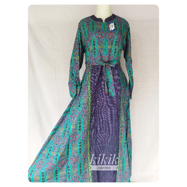 Gamis Katun Motif Batik Halus Long Dress Tradisional Pakaian Muslim Wanita Modern Fashion Remaja Baj