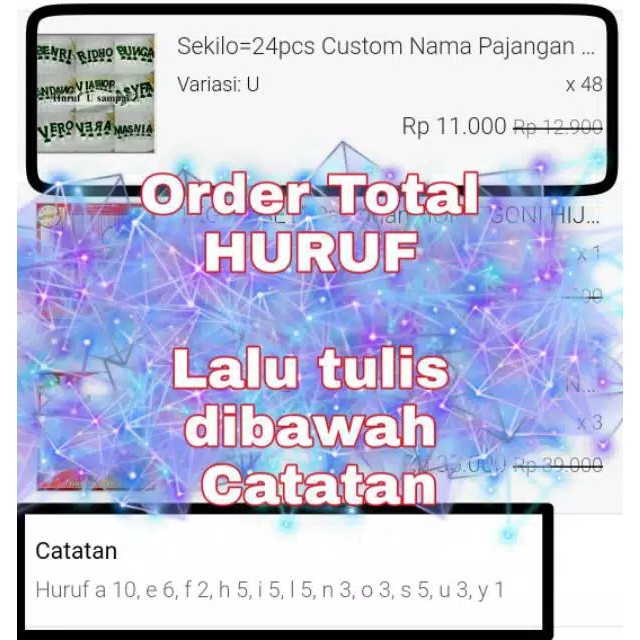 Custom Nama Pajangan Huruf A - T Sekilo=24pcs tanaman artifisial Happyonshop