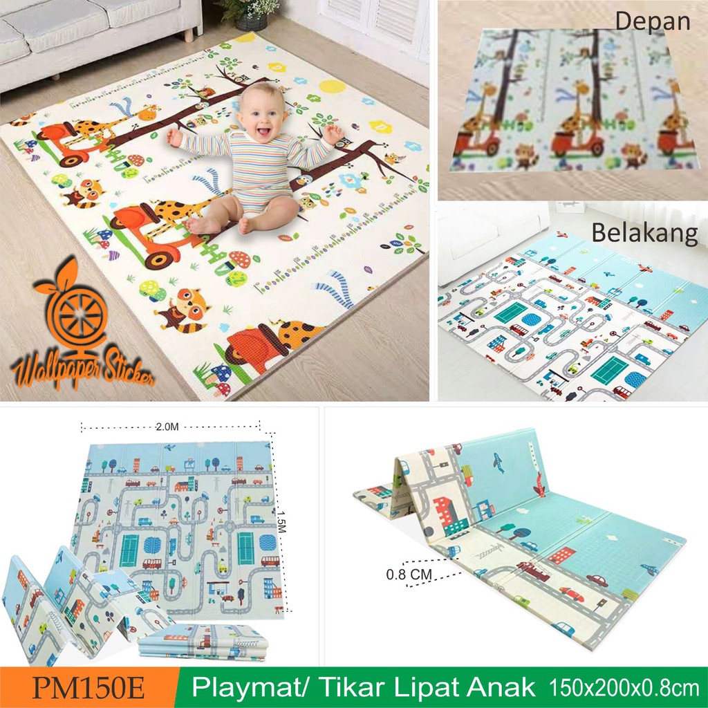 Playmat Bayi Matras Bayi Karpet Lipat Bayi Motif Matras Bayi Tikar Lipat Foam Ukuran 150 &amp; 180 GOSHOP88