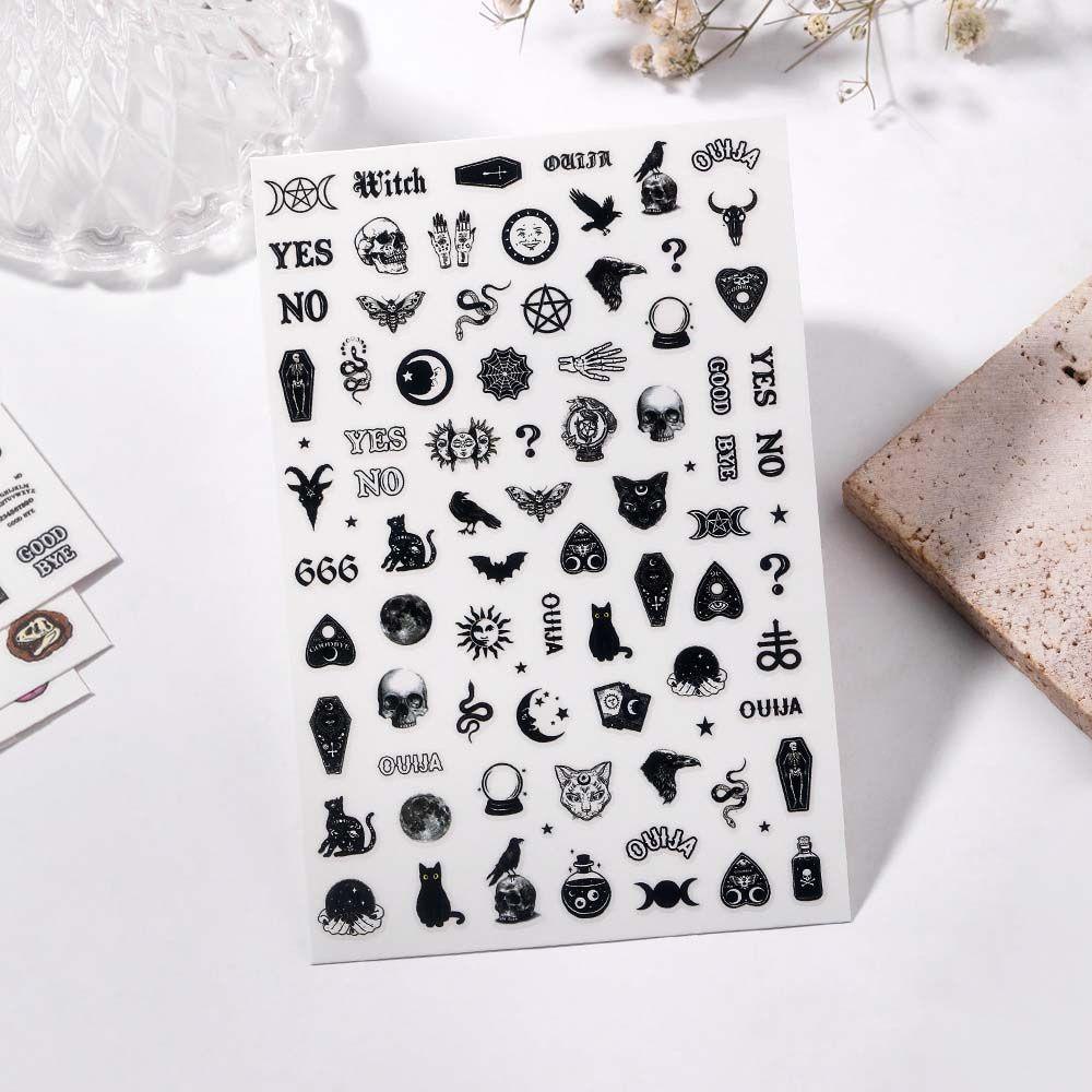 AUGUSTINA Agustina Halloween Stiker Kuku Kucing Fashion Spider Skeleton Bears Nail Art Dekorasi