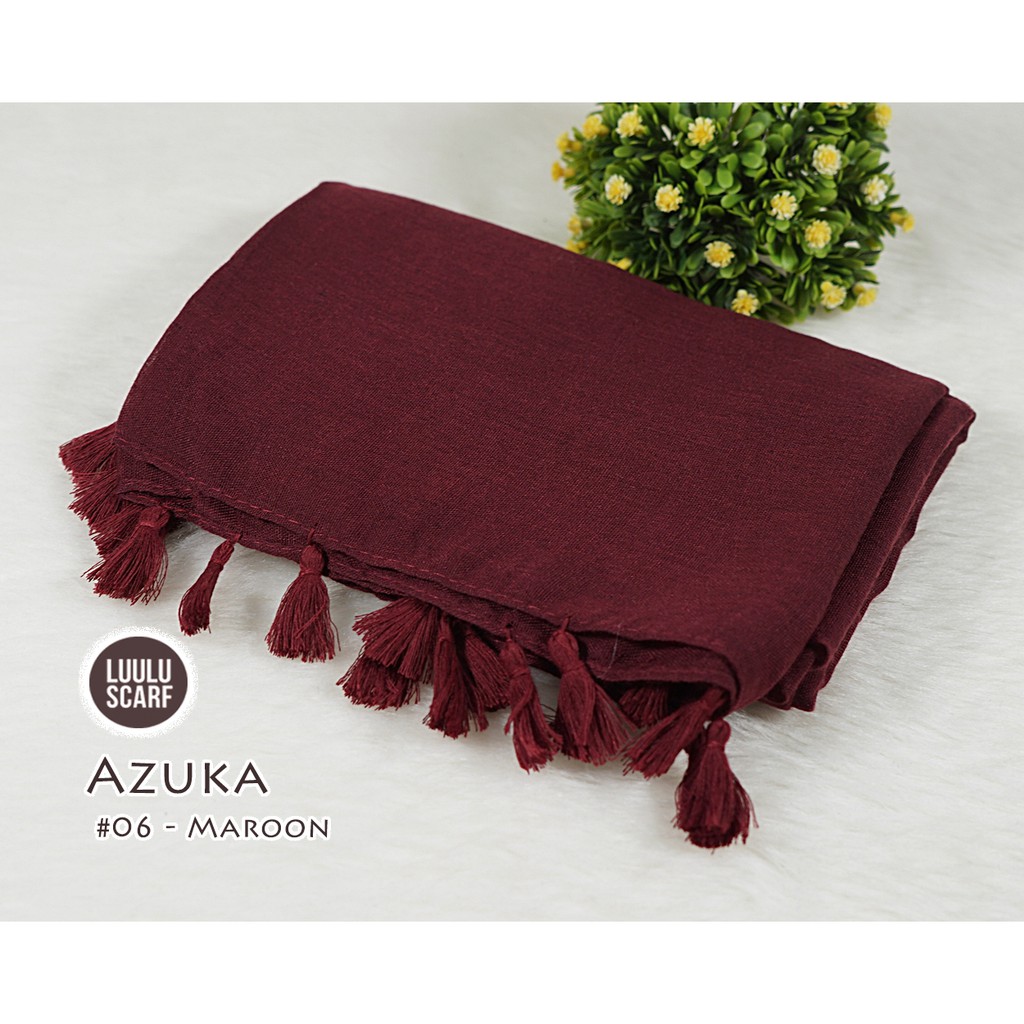 Pashmina Polos Tassel bahan Paris Viscose - AZUKA by Luulu Scarf-#06 - Maroon