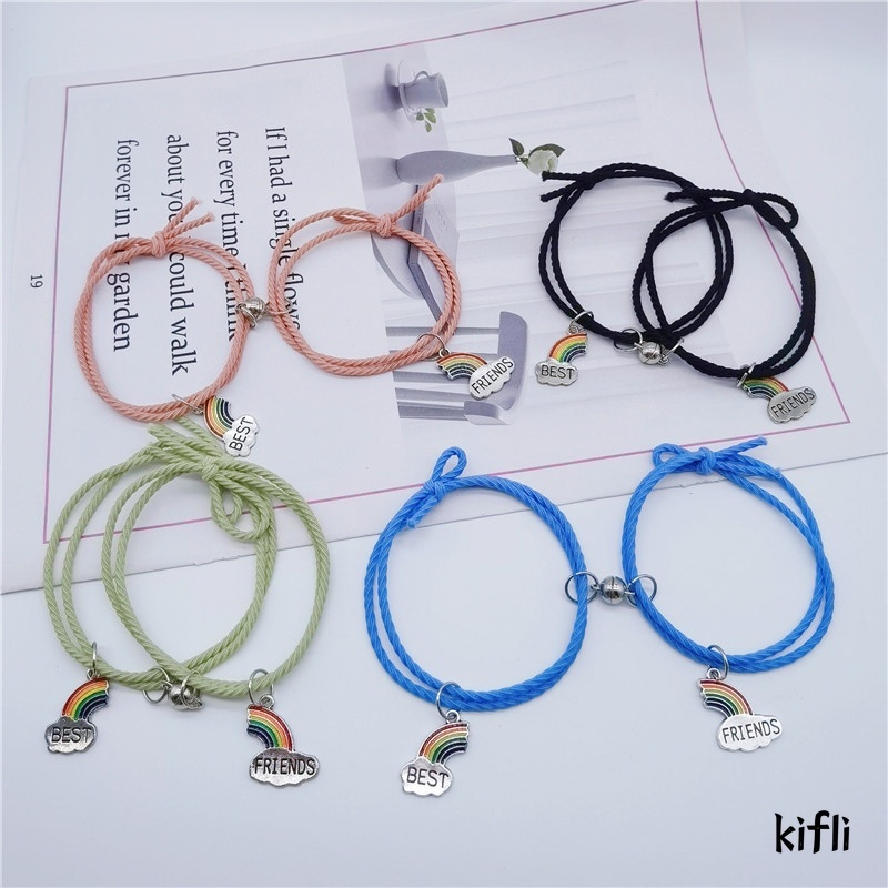 2pcs/set,Gelang Pelangi Gaya,Korea Sahabat,Gelang Persahabatan,Perhiasan Fashion,Hadiah Ulang Tahun