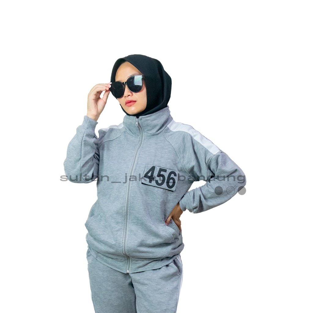 SQUID GAME SETELAN JAKET &amp; CELANA TERMURAH GREY II JAKET KOREA II JAKET OLAHRAGA II SETELAN ANAK