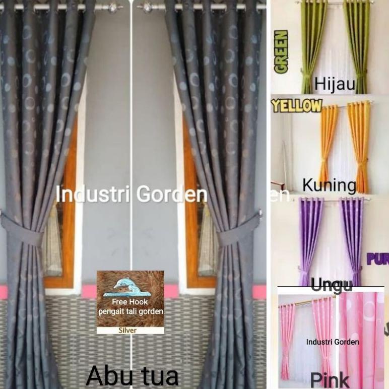 (SIZE 150CM-250CM) GORDEN JENDELA PINTU MINIMALIS 11 WARNA VARIAN POLOS MOTIF POLKADOT TIRAI KORDEN 