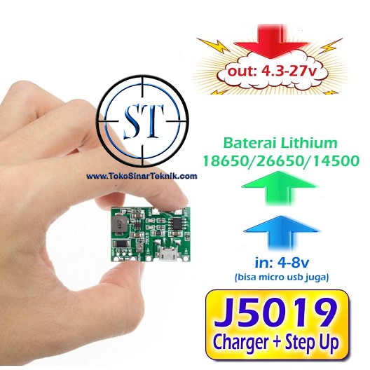 J5019 Modul 2in1 Charger + Step Up Adjustable Boost 2A Charger Baterai Lion TP4056 MT3608 BB-64D