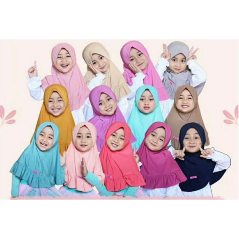 Jilbab Jersey Anak 1-5 Tahun I Jilbab Rempel Anak I Baju Muslim Anak Perempuan