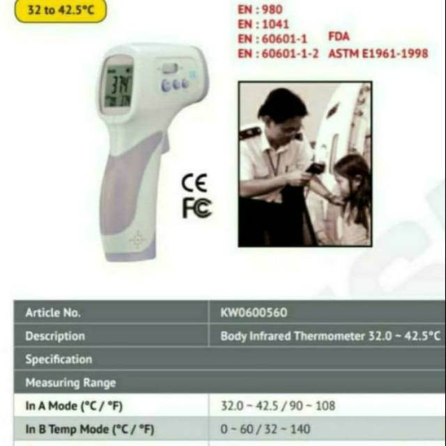 KRISBOW - THERMOGUN THERMOMETER GUN INFRARED / TERMOMETER TEMBAK LASER INFRARED. DETEKSI DINI COVID