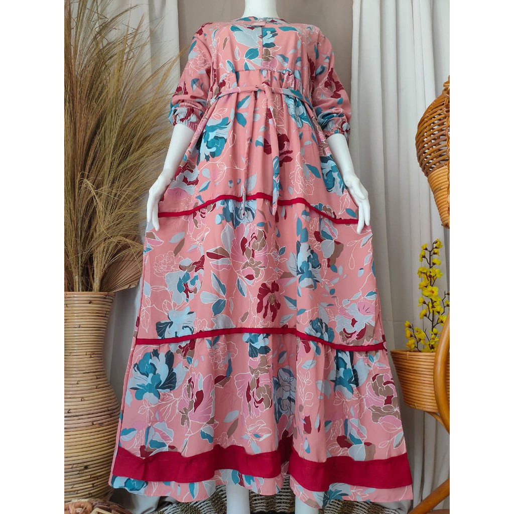 Gamis Susun Motif Bunga