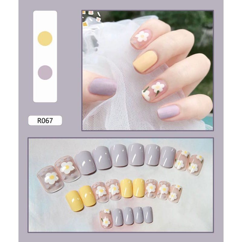 {R061-R079} Kuku palsu fake nail art kode R [isi 24pcs + lem + box] kuku palsu R-Fake nail art R