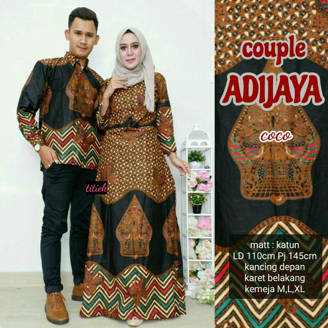 COUPLE BATIK ADIJAYA COUPLE WAYANG  MURAH BATIK COUPLE WAYANG SARIMBIT BATIK BAJU COUPLE GAMIS BATIK