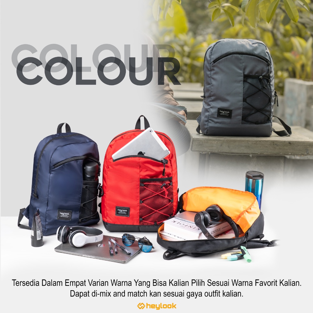 Tas Sekolah Cowok Cewek Ransel Gendong Punggung 20 L Kasual Model Terbaru Backpack Laptop Kuliah Kerja Travelling Outdoor H3