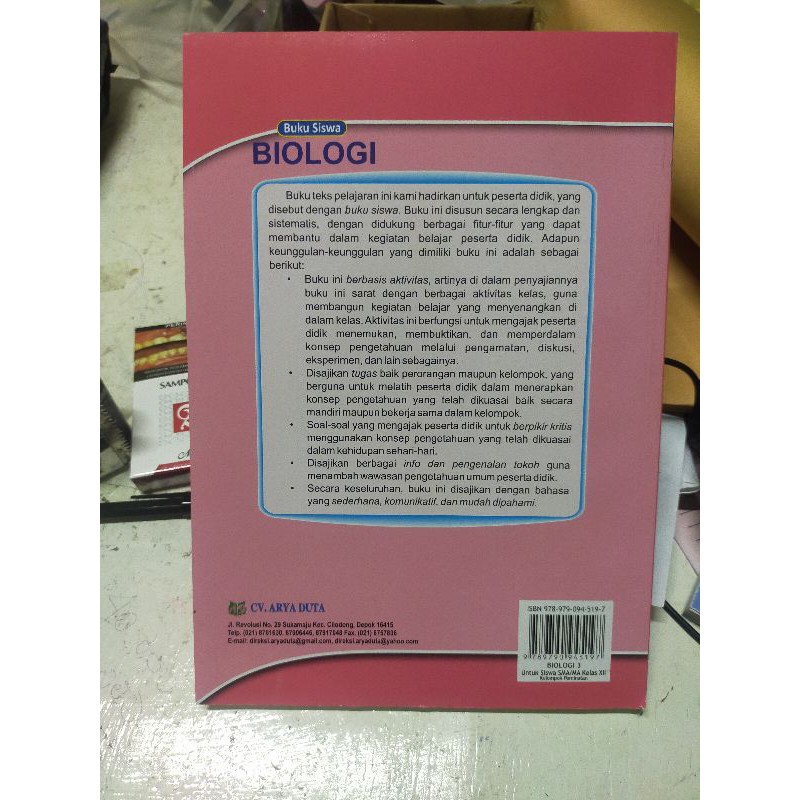 ORI buku teks siswa biologi k13 bidang peminatan Arya duta kelas 12 edisi revisi terbaru