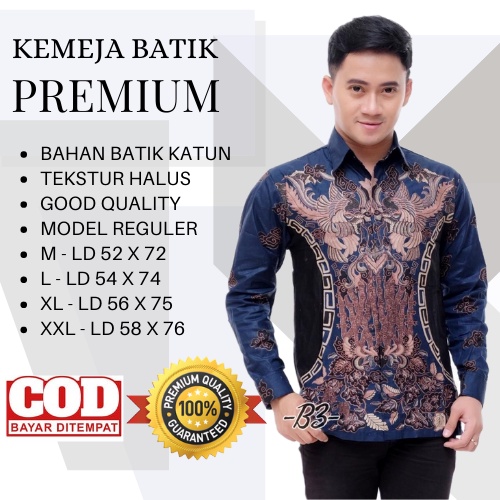 Batik Pria Lengan Panjang BATIK BERKAH HRB026 motif KERATONAN Kode 002 size M L XL XXL Reguler