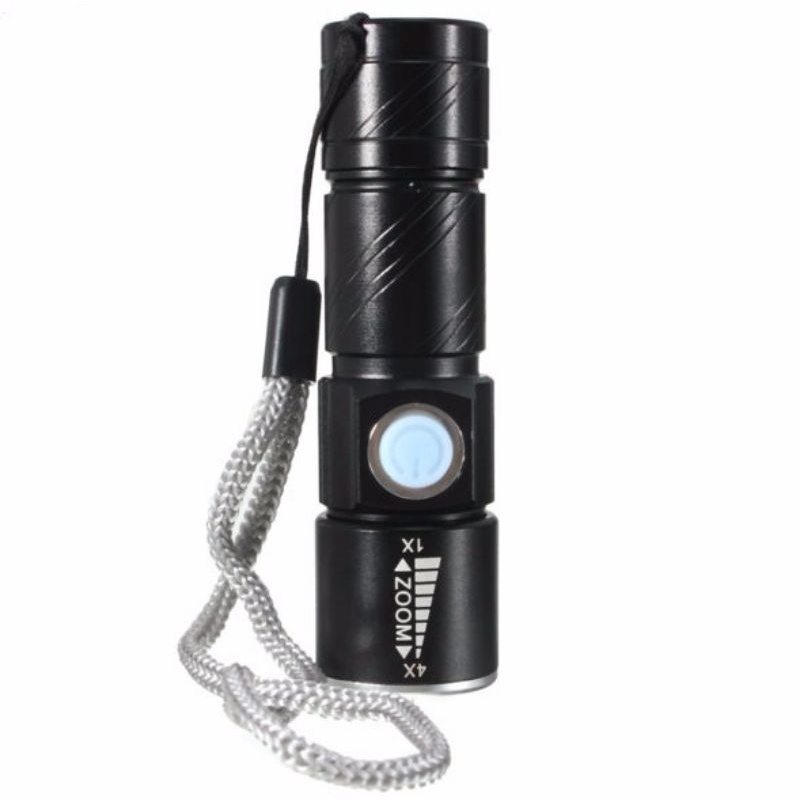 Senter Mini USB Rechargeable Q5 LED 2000 Lumens - Hitam