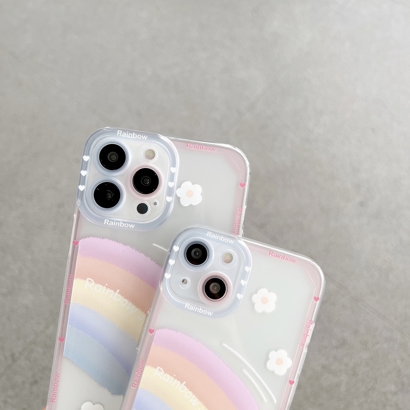 Soft Case TPU Transparan Motif Mata Malaikat Pelangi Untuk iPhone 14 13 12 11 Pro X XS MAX XR SE2020 7 8 Plus