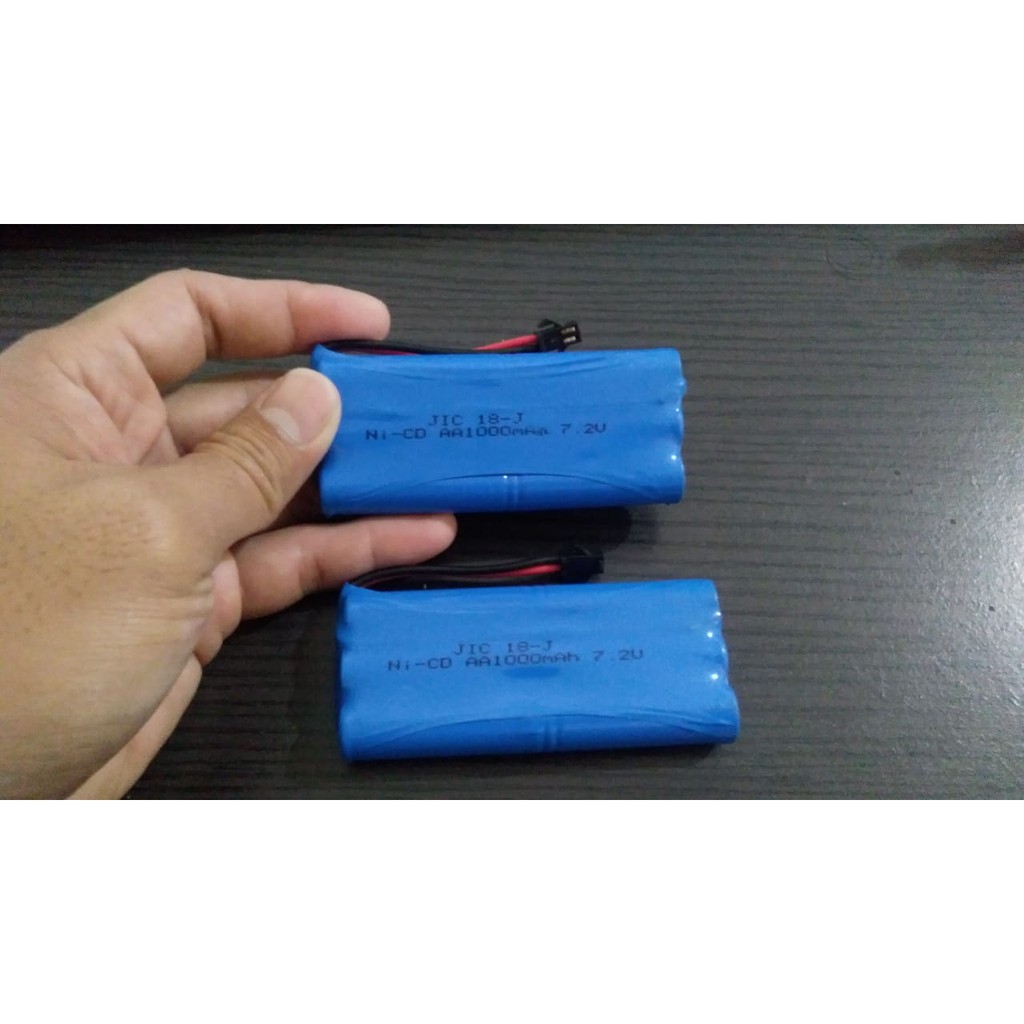 Baterai Batre RC Mobil Remot 7.2V 1000mAh Susun Socket Hitam 2pin