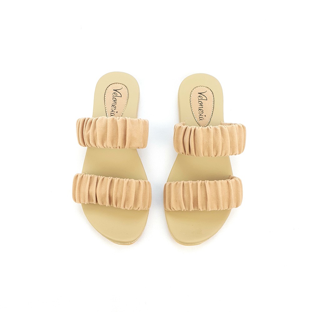 Sandal Kerut Nonslip Wanita Sendal Ruffle Slop Velonesia Emilia Series - Lisa