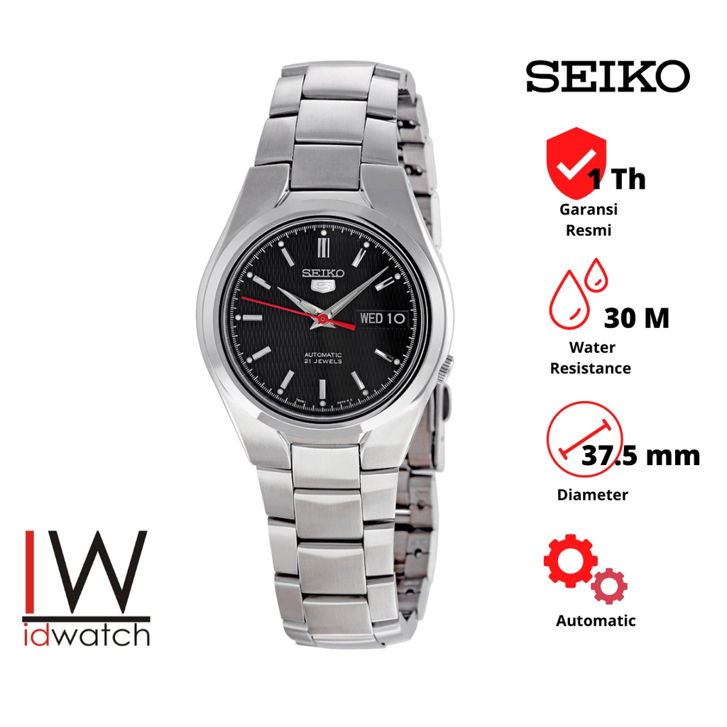 Seiko 5 SNK607K1 Automatic Jam Tangan Pria Original SNK607 Cowok Strap Rantai Stainless