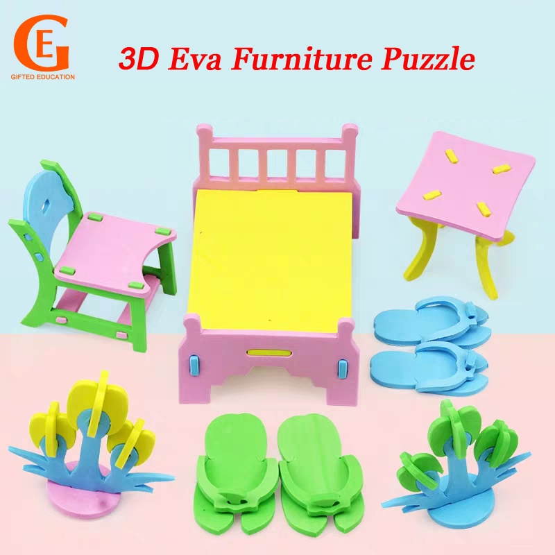 Mainan Puzzle 3D Handmade DIY Bahan EVA Untuk Anak Bermain Peran