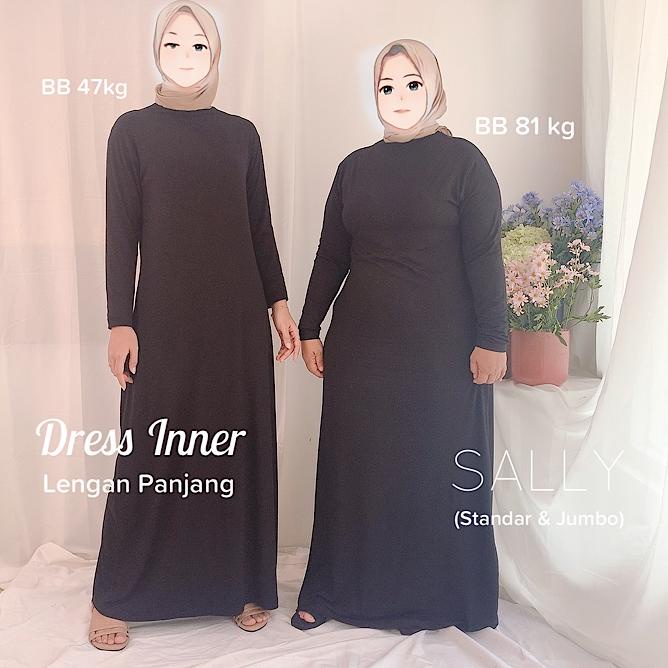 ote30 Dress Inner kaos rayon lengan panjang, Gamis Dalaman Katun .,.,.,.,